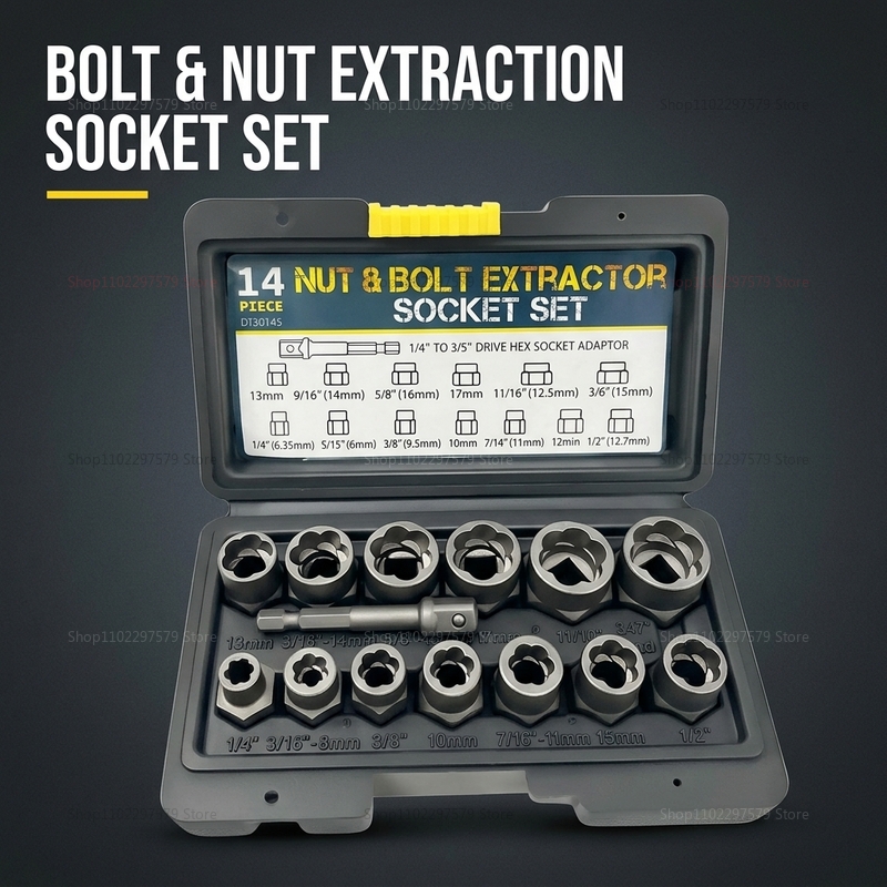 Heavy Equipment Repair - 14Pcs Bolt Extractor Set Heavy Duty