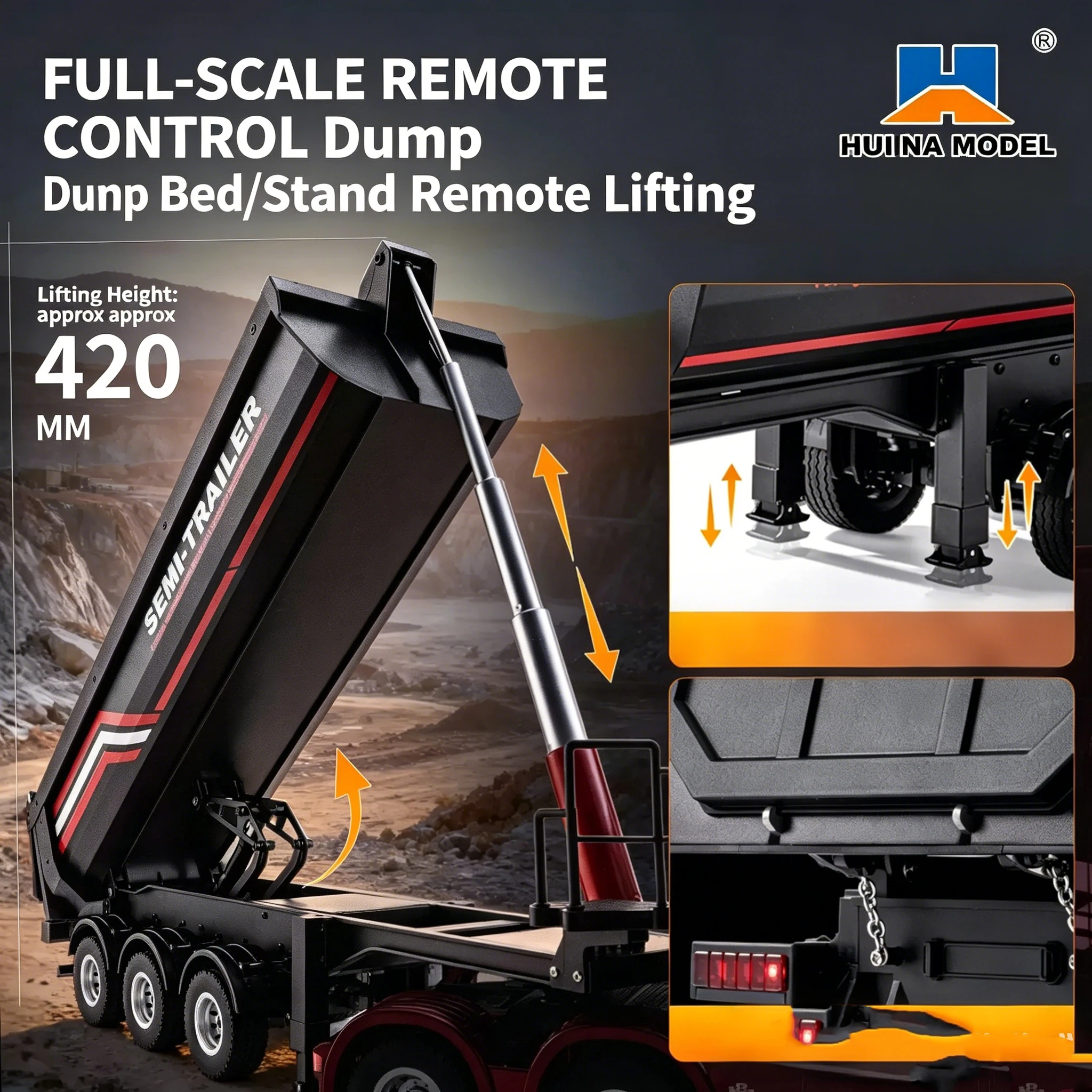 HUINA 1509 1/18 19CH Semi-trai - Dump Truck Toy recension och pris