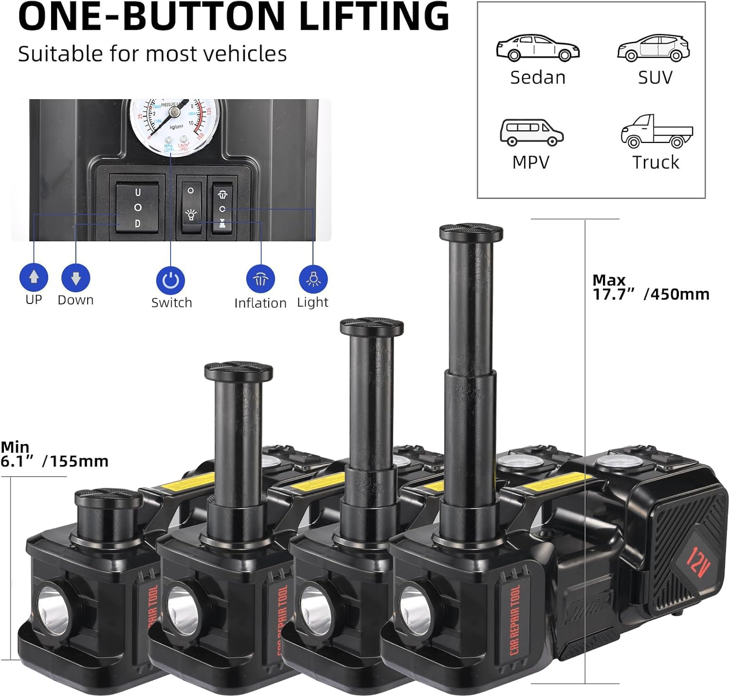 Electric Car Jack kit 5 Ton 12 - Hydraulic Floor Jack recension och pris